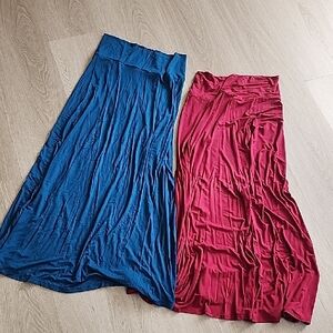Maxi Turqoise Blue & Burgundy Red Women's Skirt Set Of 2 Stretchy Wear Dif Ways!